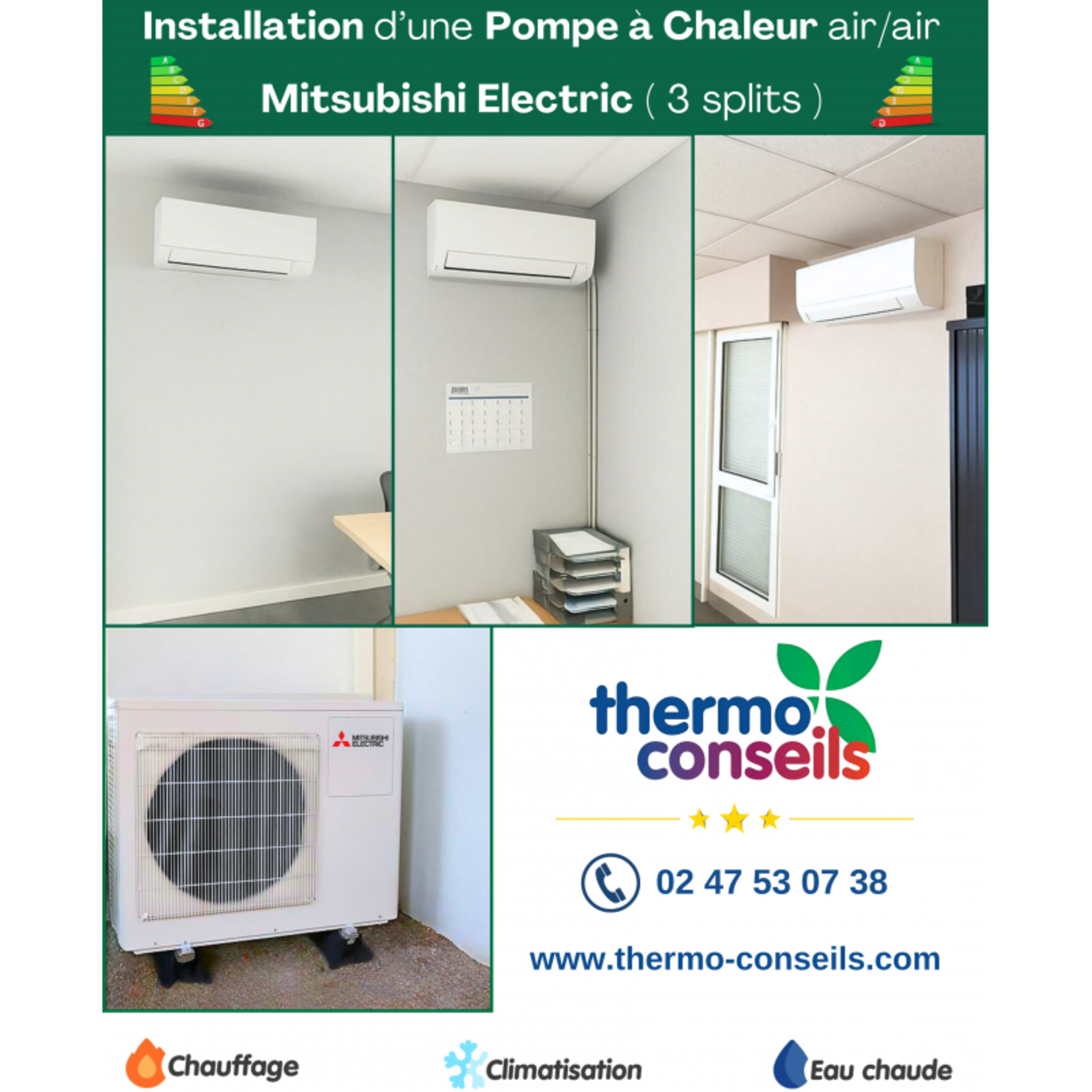 Installation d’une pompe à chaleur airair Mitsubishi Electric ( 3 splits ) à Tours - Thermo Conseils.png